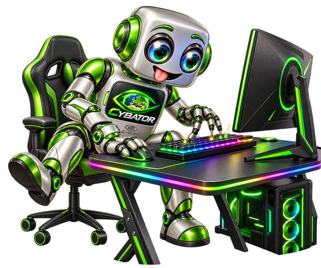 Cybator-Roboter beim Gaming am PC