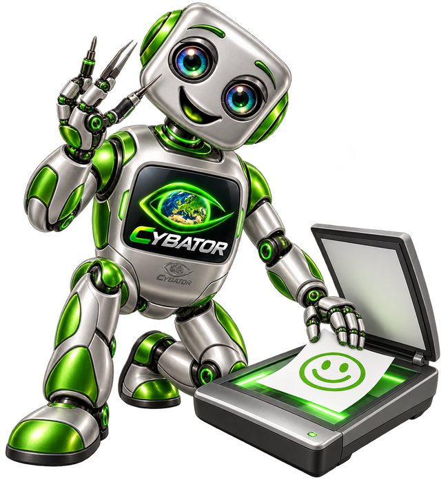 Cybator-Roboter am Scanner